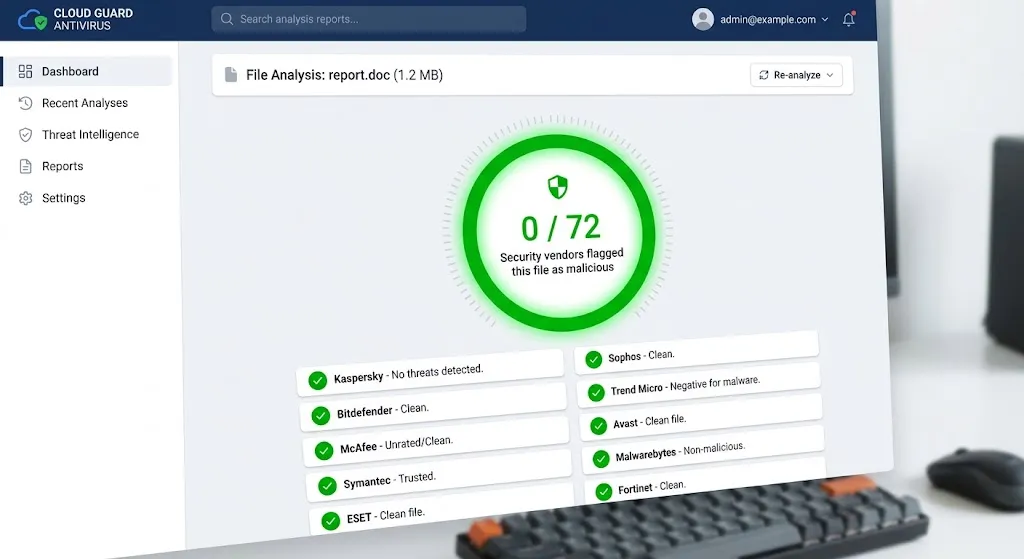 Multi-engine security scanner dashboard showing an APK Casino Download file passing all antivirus detection engines.